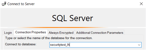 specify database name in the connection