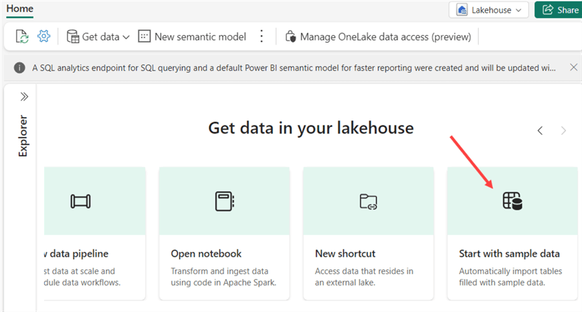 load sample data into the lakehouse