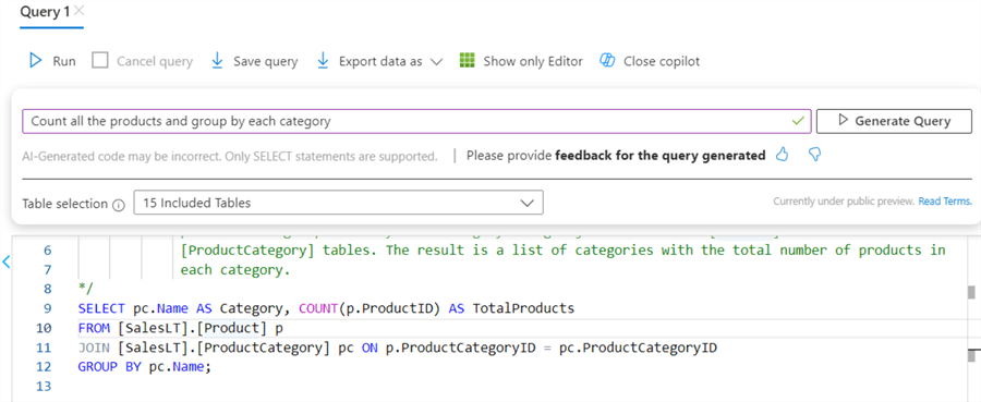 Count all the products and group by each category.