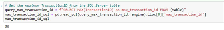 Max row from transactional ID column