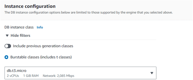 Instance configuration