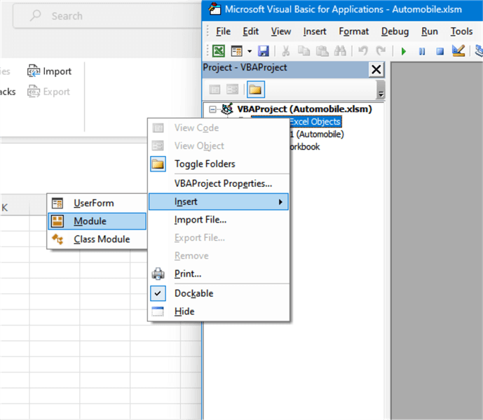 Inserting a VBA module