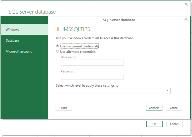 SQL Server credentials