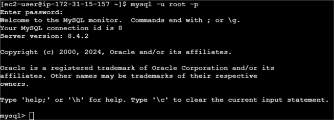 Figure 10 Connect to the MySQL server