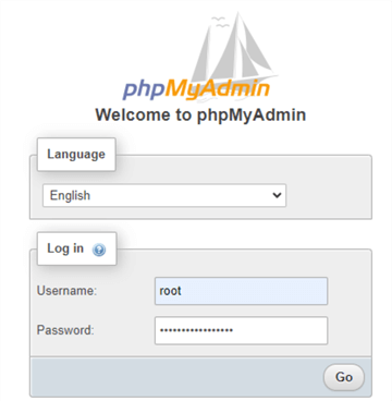 Figure 11 The login page of the phpMyAdmin tool