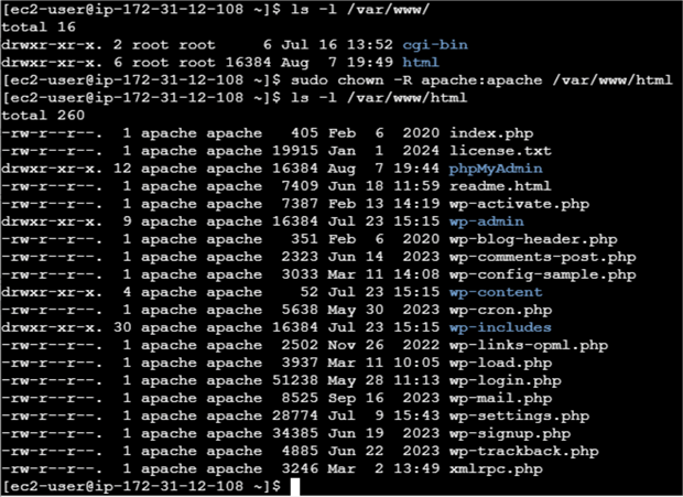 Figure 14 WordPress file and folder permissions