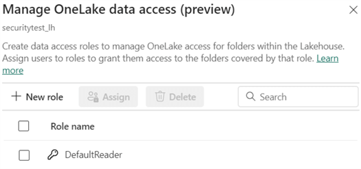 defaultreader role in onelake data access