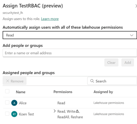 filter users based on their lakehouse permissions