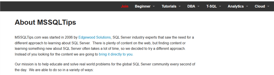 MSSQLTips website