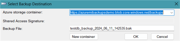 Select backup destination