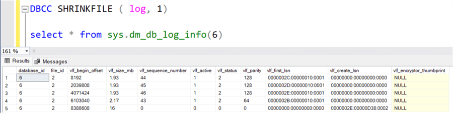 NULL in the vlf_encryptor_thumprint column