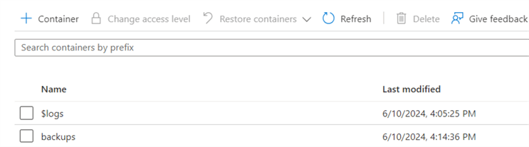 Container named backups