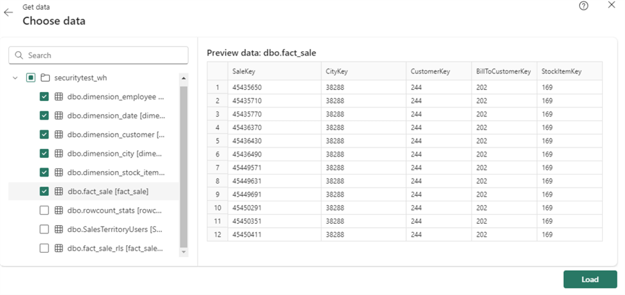 select the desired tables