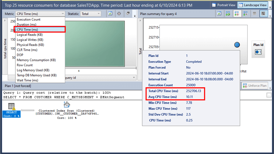 change the Metric drop down list 