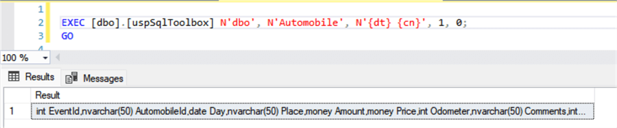 Table data types and column names