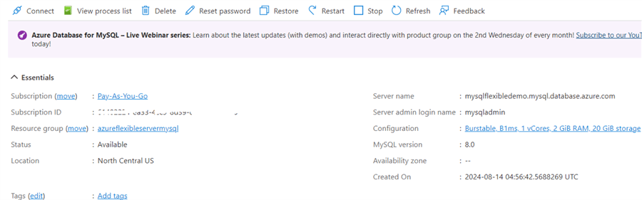 flexible server properties configuration