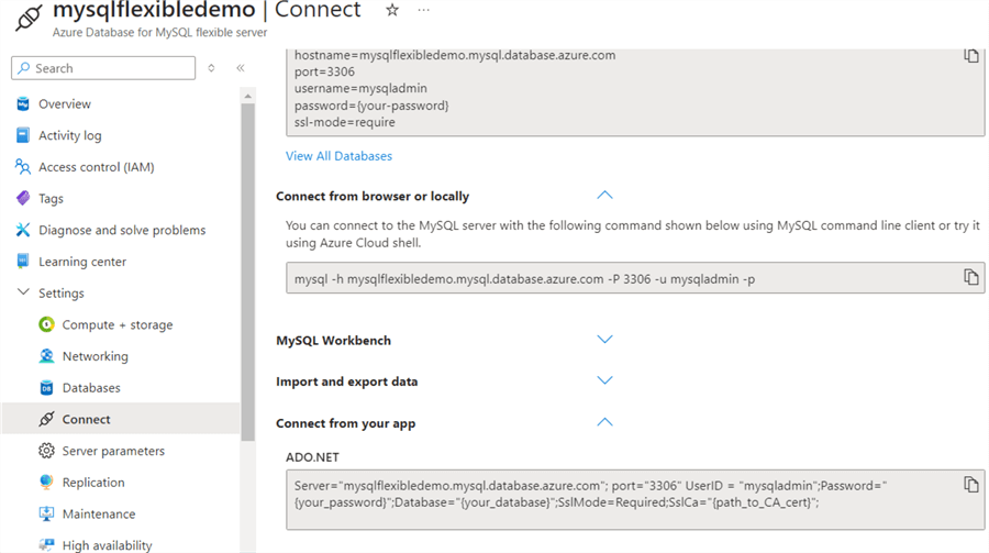 connect to database