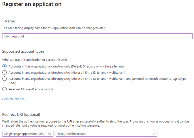 configure new app registration