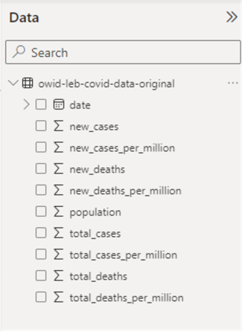 report editor data pane