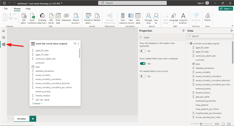 data model view