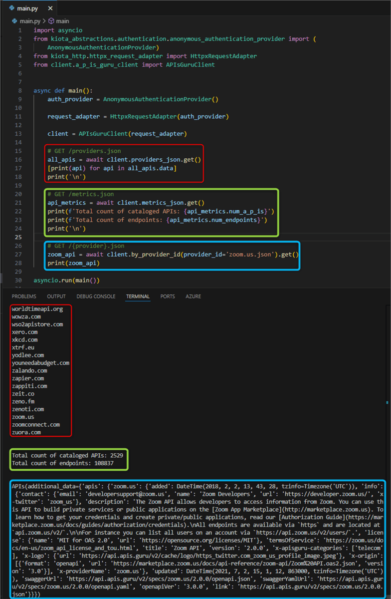 using the custom api client