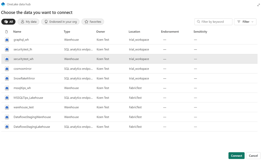 connect to warehouse