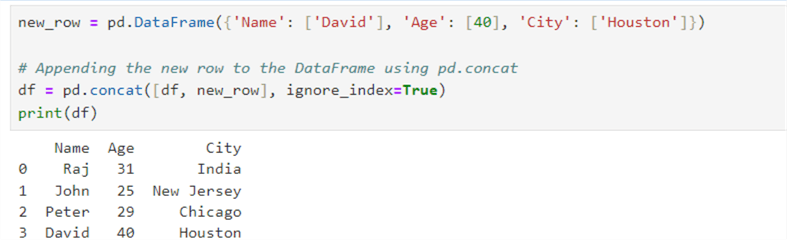 Insert new data in the existing dataframe