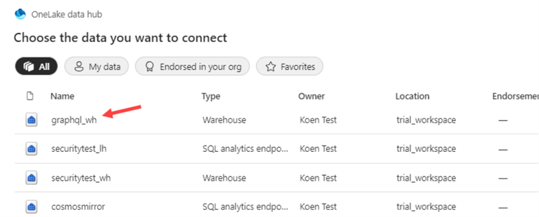 select warehouse with sample data