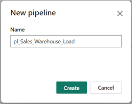 Screenshot showing how to rename a Data Pipeline in MS Fabric