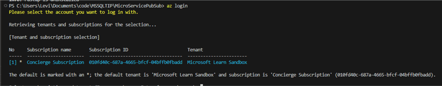 Activating Sandbox for Azure