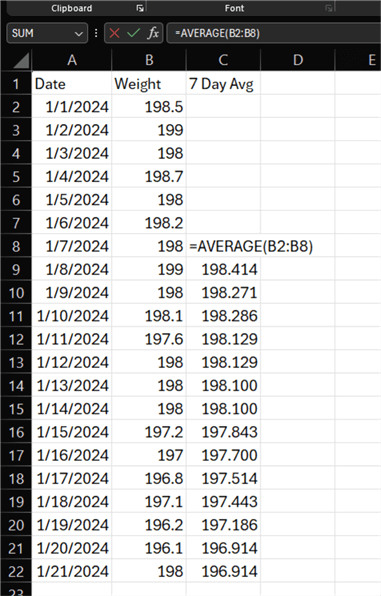 Excel Moving Average