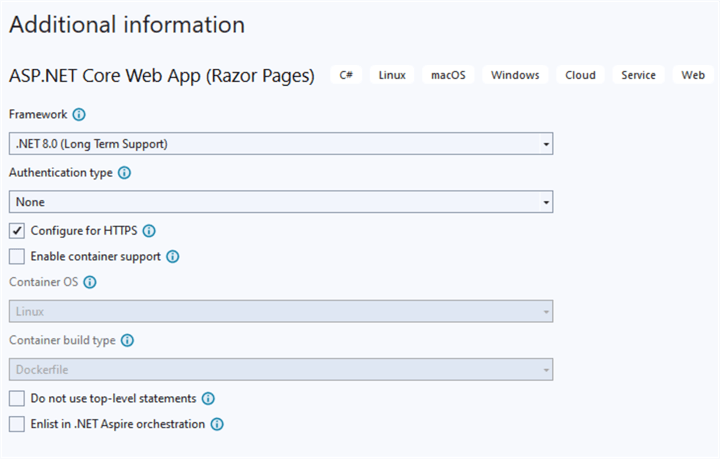 Visual Studio App Additional Information