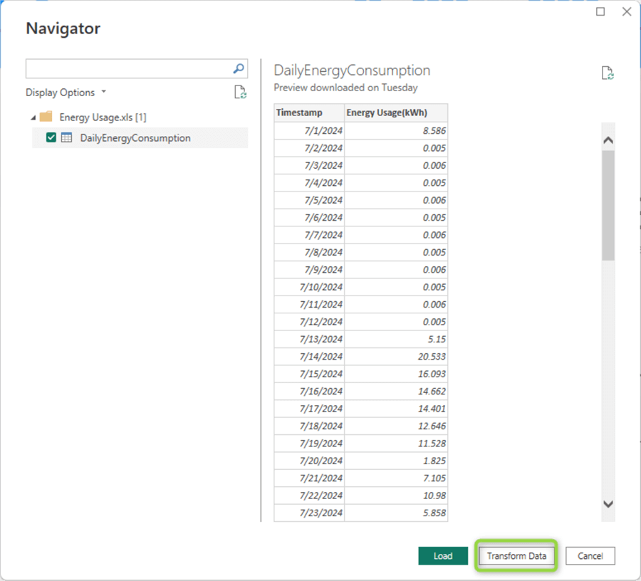 power bi data navigator