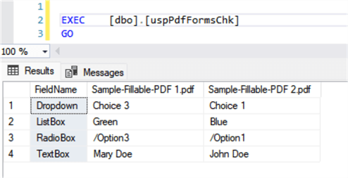 uspPdfFormsChk Result