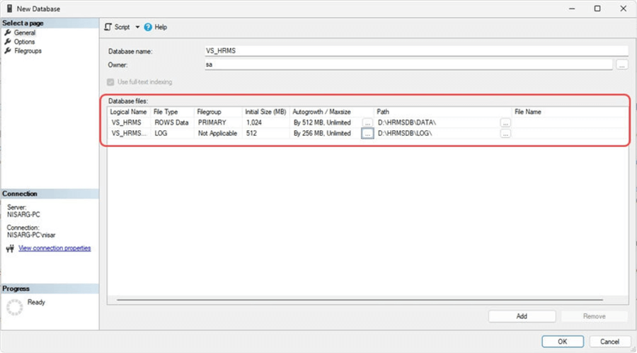 sql server database files