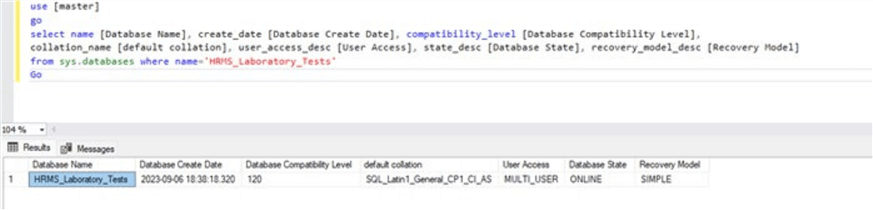 sql server database settings