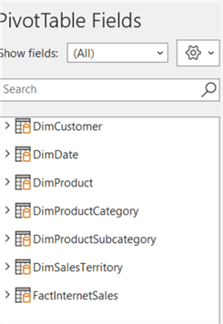 pivottable field list