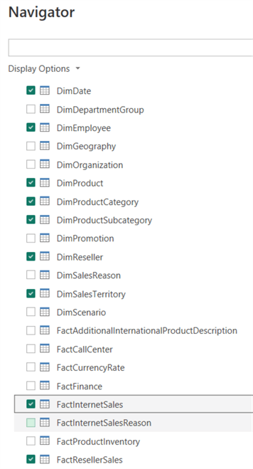 import subset of tables