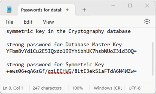 Part 1 a use statement for the Cryptography database