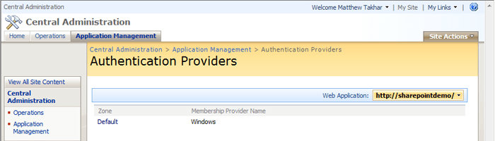 SharePoint Authentication Providers