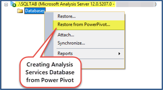 create analysis services database