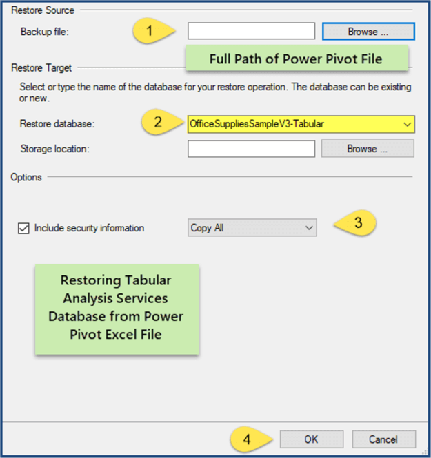 select path of power pivot file