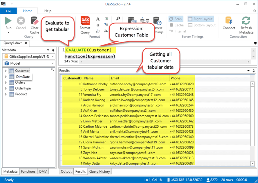 evaluate query results