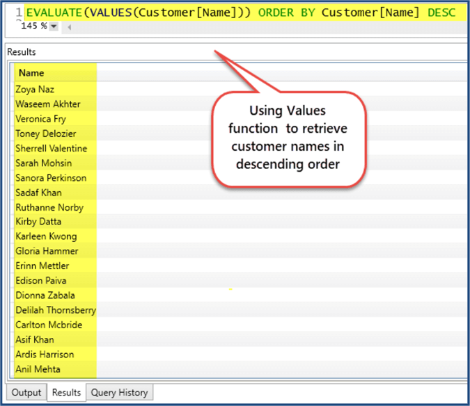 evaluate query results