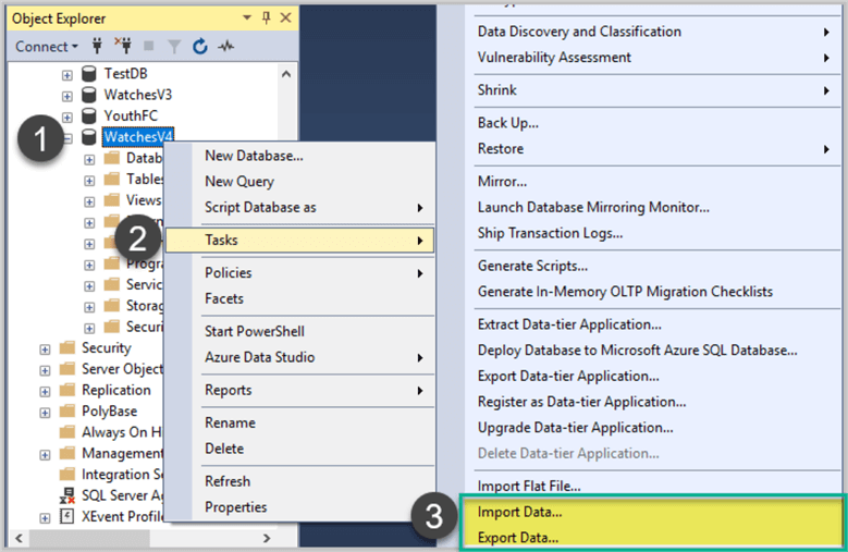 Import and Export Data with SQL Server Management Studio