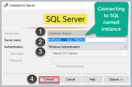 Connecting to Named SQL Instance