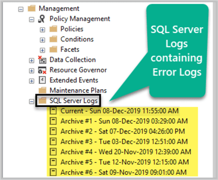 SQL Server Logs containing Error Logs